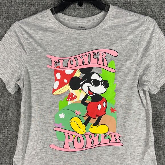 Mickey‎ Mouse Shirt Girls Large Oversized Short-sleeve Disney Flower Power Tee - Picture 4 of 9